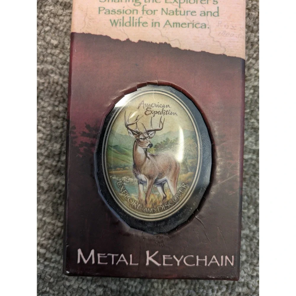 NEW American Expedition Keychain Men's OS‎ Brown Whitetail Deer Metal